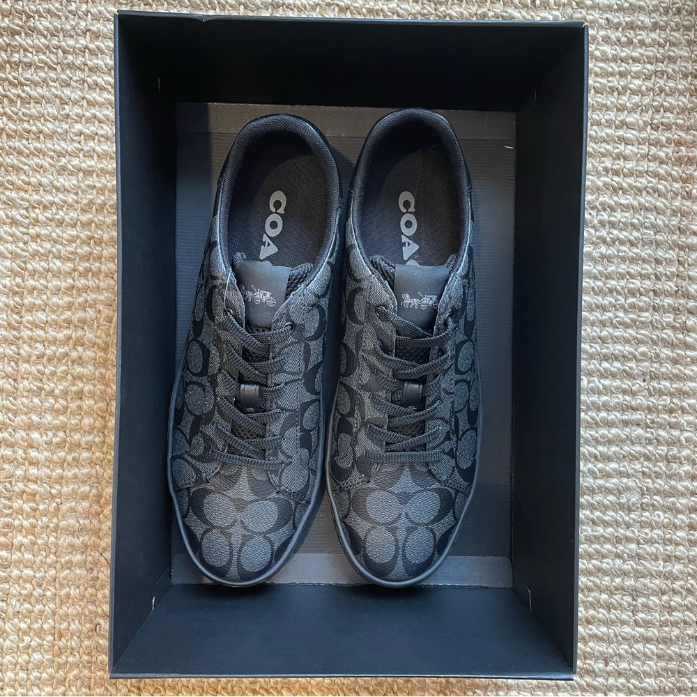 Coach Sneakers Clip Signature Low Top Charcoal Black G4949 Men’s Size 11 New - Picture 13 of 13